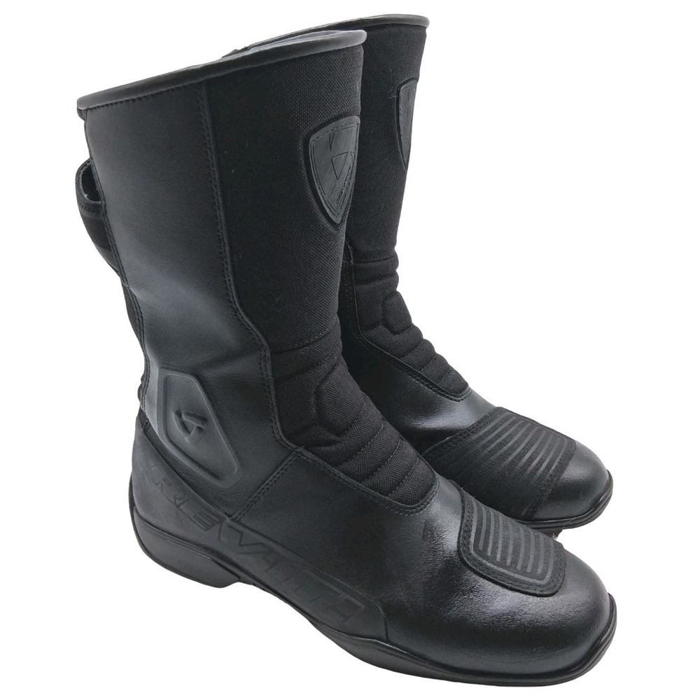 REV'IT! Boots Mens Size 8.5 Black Leather Biker Mid Calf Motorcycle Boots
